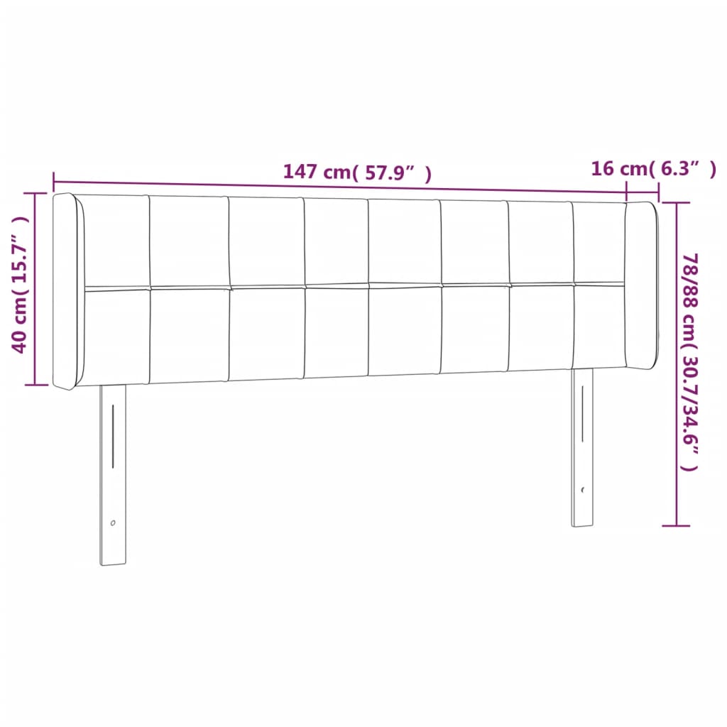 Hoofdbord LED 147x16x78/88 cm stof lichtgrijs