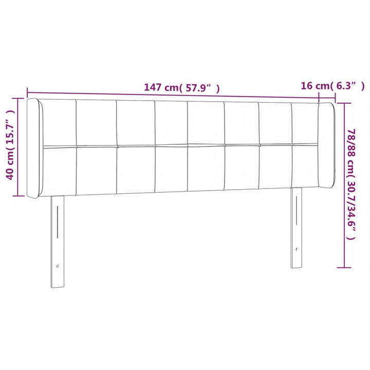 Hoofdbord LED 147x16x78/88 cm stof lichtgrijs