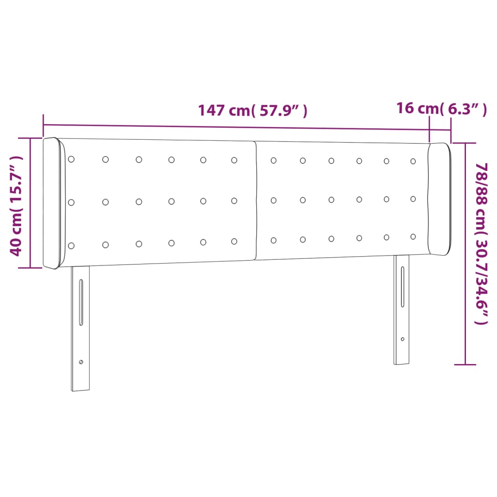 Hoofdbord LED 147x16x78/88 cm kunstleer zwart