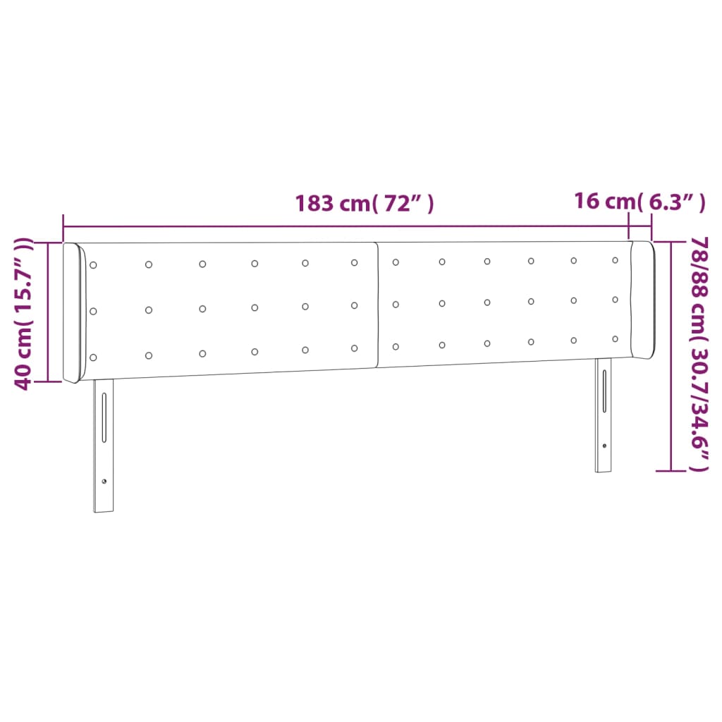 Hoofdbord LED 183x16x78/88 cm kunstleer zwart