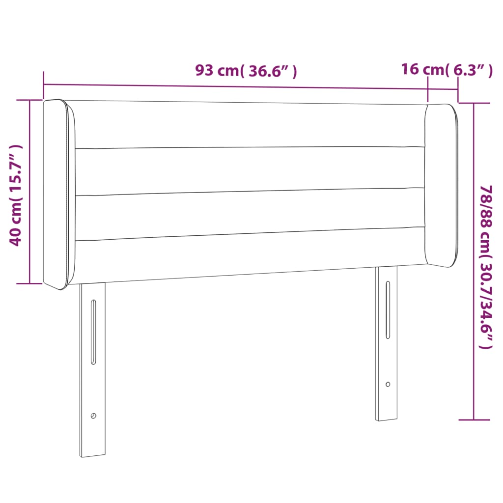 Hoofdbord LED 93x16x78/88 cm stof lichtgrijs