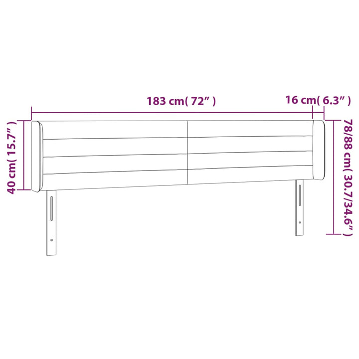 Hoofdbord LED 183x16x78/88 cm stof lichtgrijs