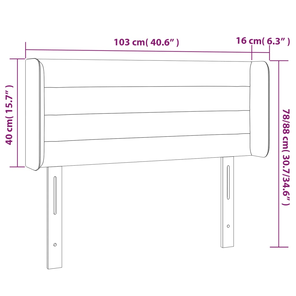 Hoofdbord LED 103x16x78/88 cm fluweel lichtgrijs