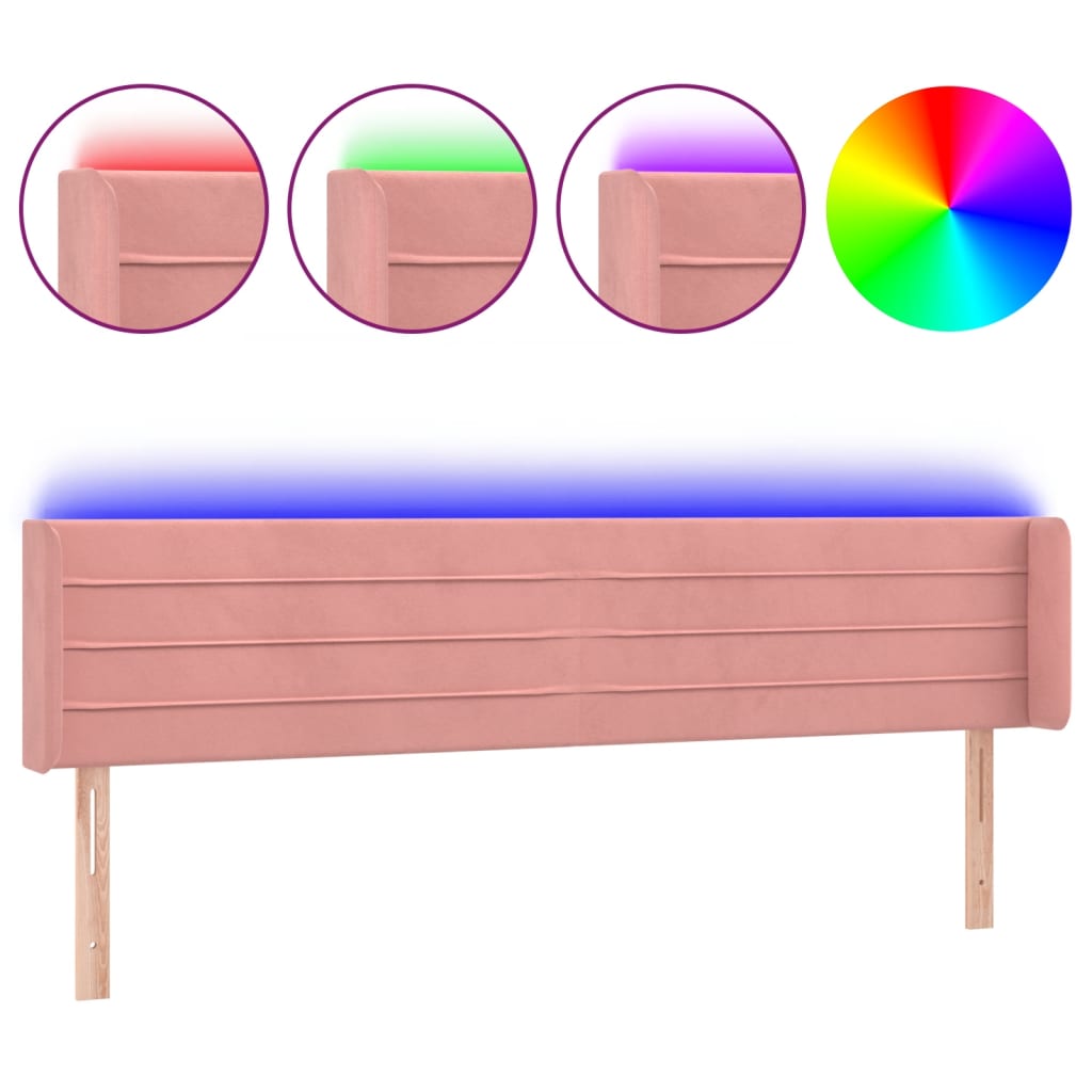 Hoofdbord LED 163x16x78/88 cm fluweel roze