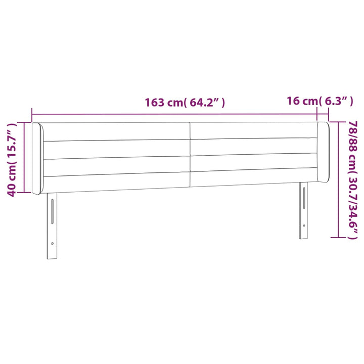 Hoofdbord LED 163x16x78/88 cm fluweel roze