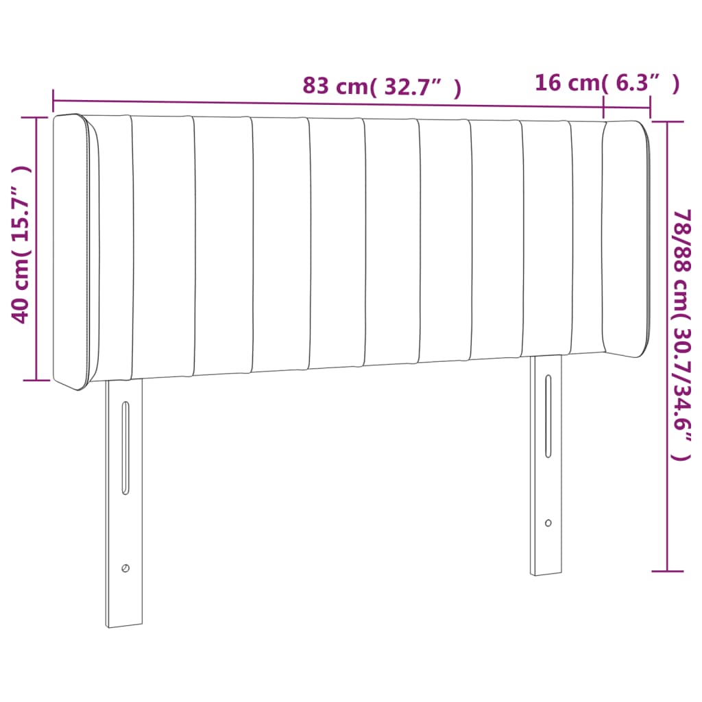 Hoofdbord LED 83x16x78/88 cm stof donkergrijs