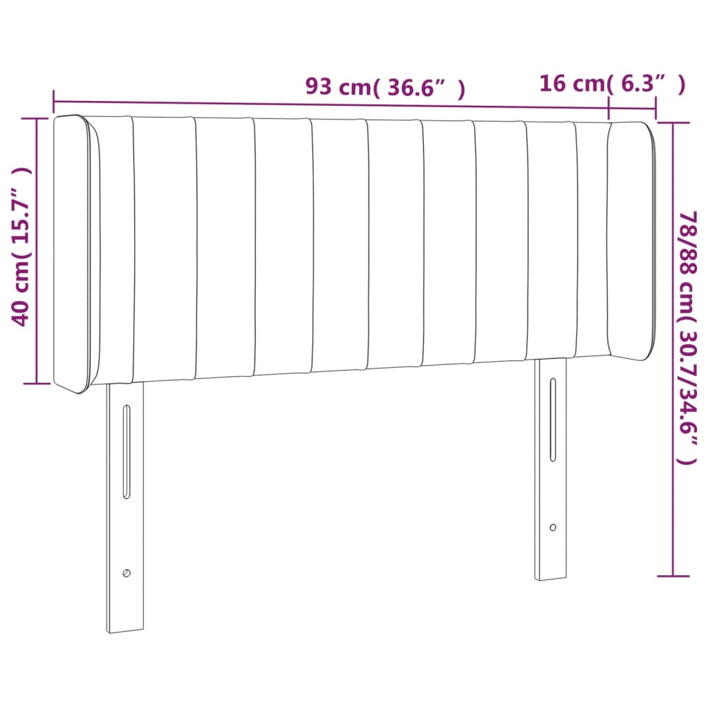 Hoofdbord LED 93x16x78/88 cm fluweel zwart