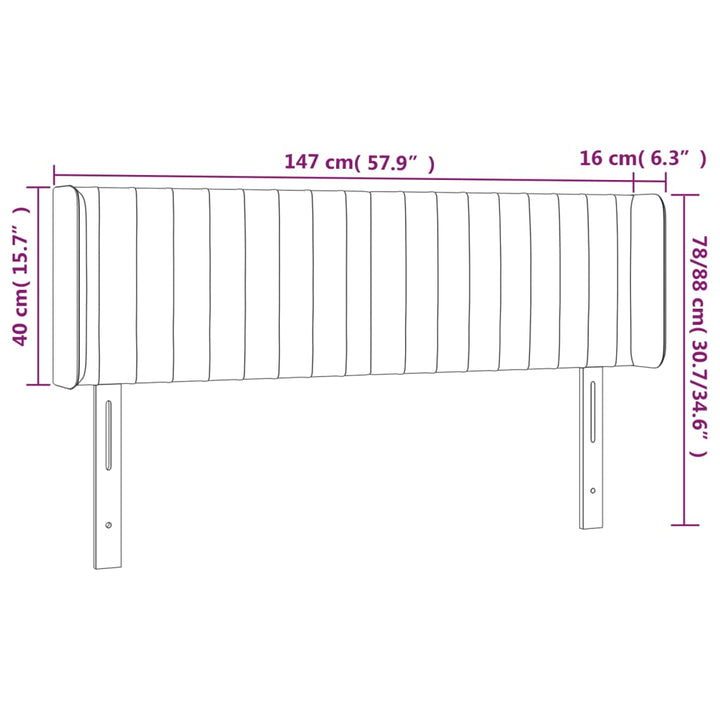 Hoofdbord LED 147x16x78/88 cm fluweel donkergrijs