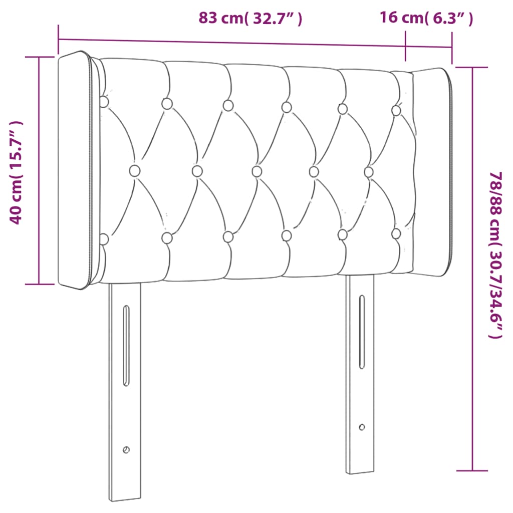 Hoofdbord LED 83x16x78/88 cm stof donkergrijs