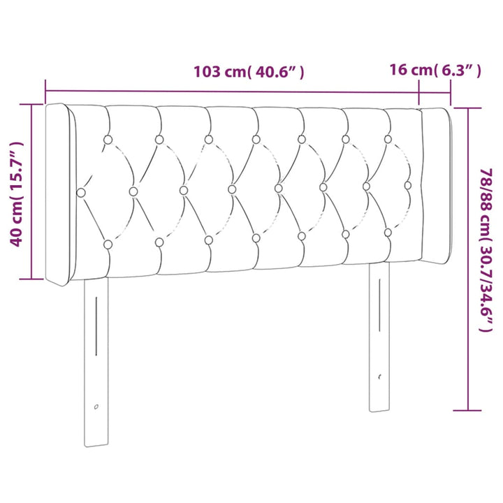 Hoofdbord LED 103x16x78/88 cm fluweel lichtgrijs