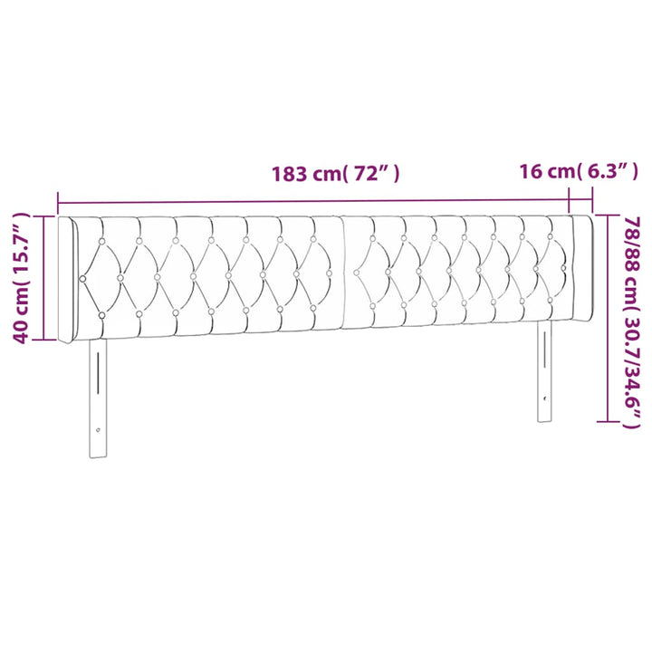 Hoofdbord LED 183x16x78/88 cm fluweel lichtgrijs