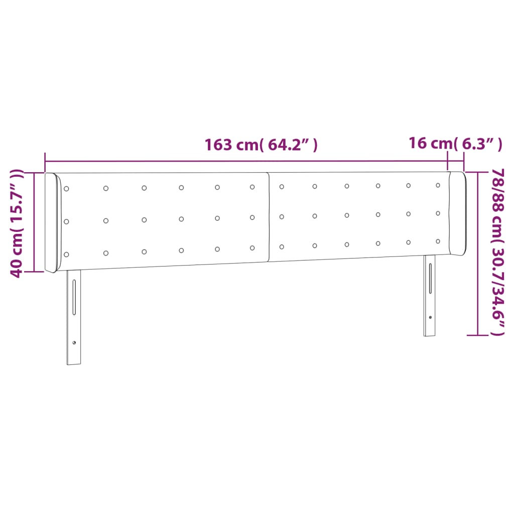 Hoofdbord LED 163x16x78/88 cm stof lichtgrijs