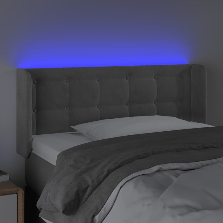 Hoofdbord LED 83x16x78/88 cm fluweel lichtgrijs