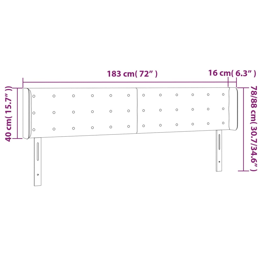 Hoofdbord LED 183x16x78/88 cm fluweel lichtgrijs