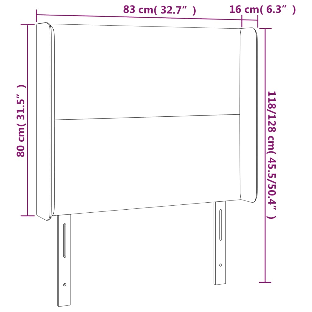 Hoofdbord LED 83x16x118/128 cm stof donkerbruin