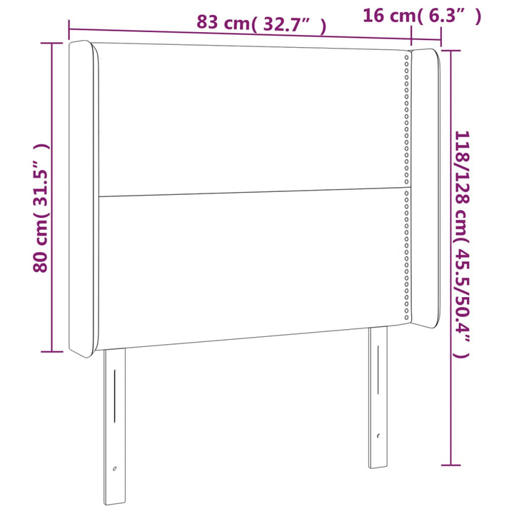 Hoofdbord LED 83x16x118/128 cm stof crèmekleurig