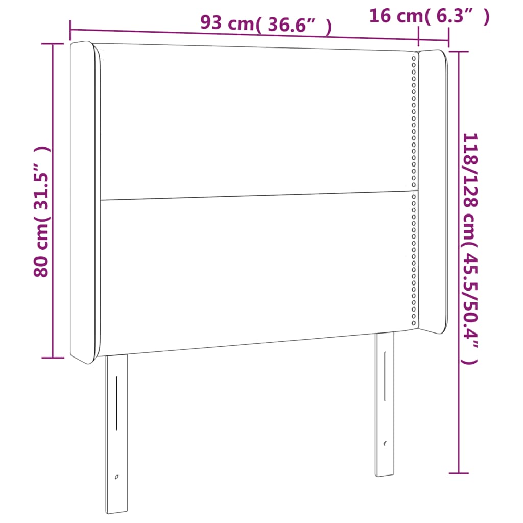 Hoofdbord LED 93x16x118/128 cm stof crèmekleurig