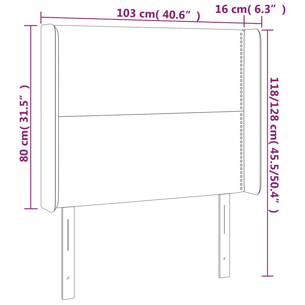 Hoofdbord LED 103x16x118/128 cm stof taupe