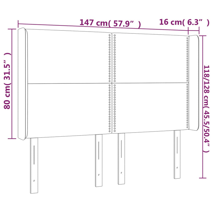 Hoofdbord LED 147x16x118/128 cm stof lichtgrijs