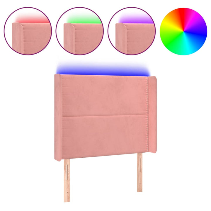 Hoofdbord LED 103x16x118/128 cm fluweel roze