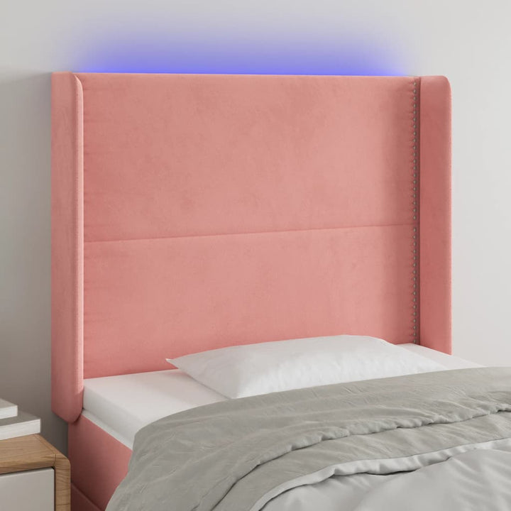 Hoofdbord LED 103x16x118/128 cm fluweel roze