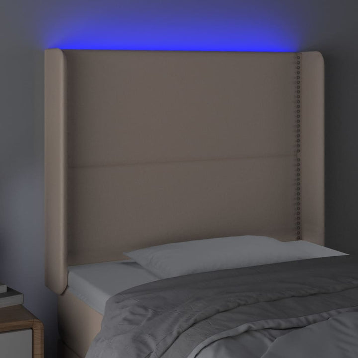 Hoofdbord LED 103x16x118/128 cm kunstleer cappuccinokleurig