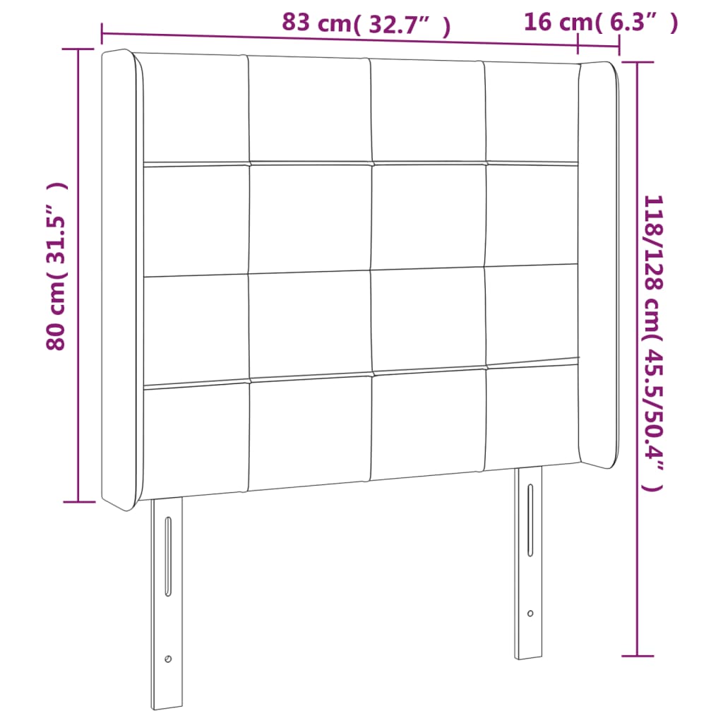 Hoofdbord LED 83x16x118/128 cm fluweel lichtgrijs