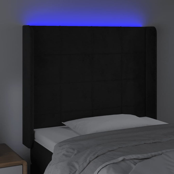 Hoofdbord LED 83x16x118/128 cm fluweel zwart