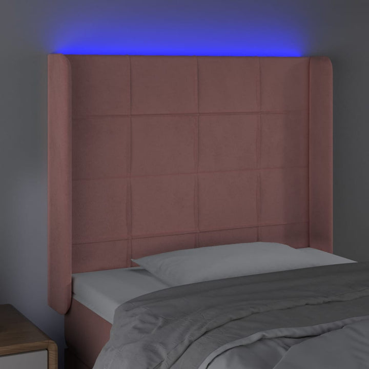 Hoofdbord LED 103x16x118/128 cm fluweel roze