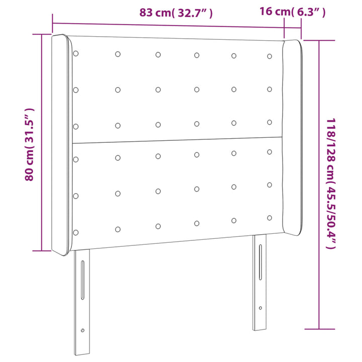 Hoofdbord LED 83x16x118/128 cm kunstleer zwart