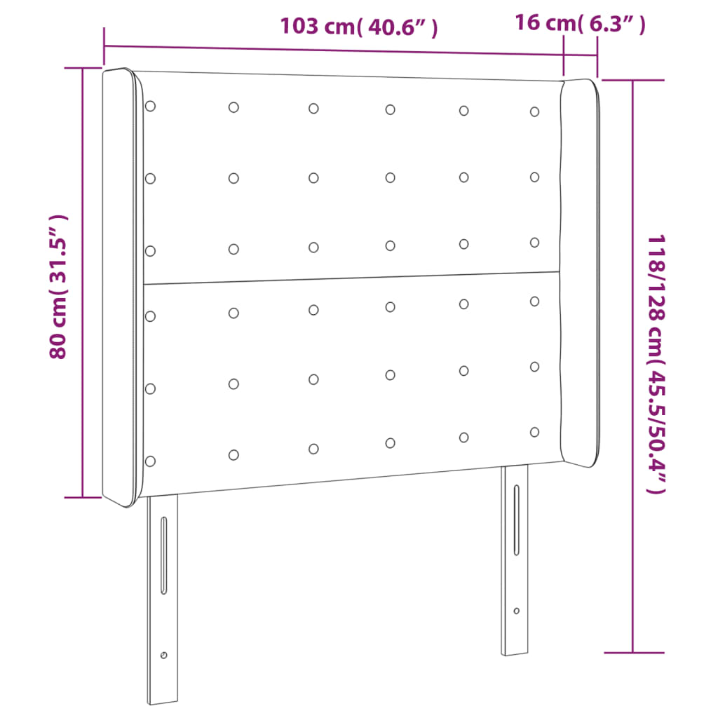 Hoofdbord LED 103x16x118/128 cm kunstleer wit