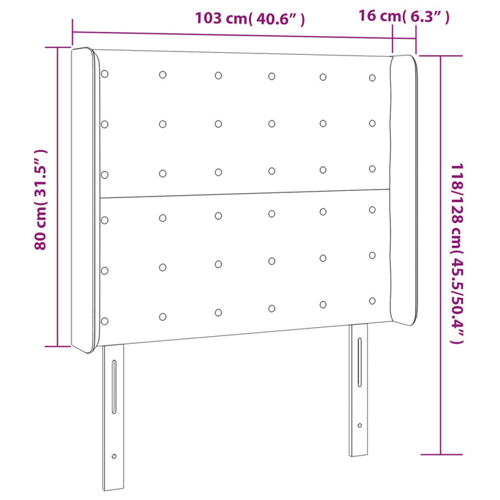 Hoofdbord LED 103x16x118/128 cm kunstleer wit