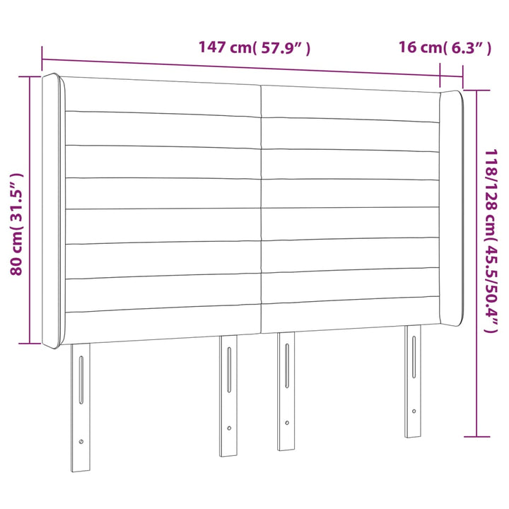 Hoofdbord LED 147x16x118/128 cm stof taupe