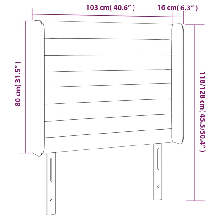 Hoofdbord LED 103x16x118/128 cm fluweel lichtgrijs