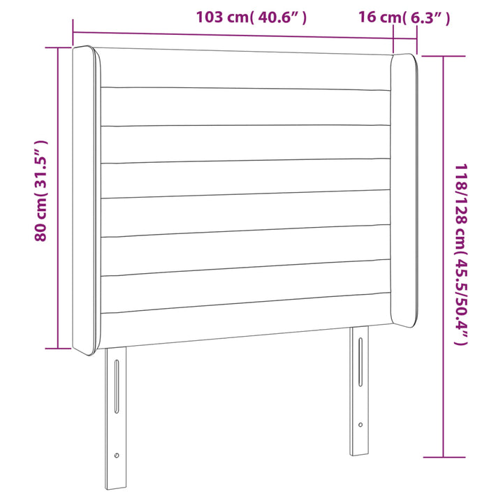 Hoofdbord LED 103x16x118/128 cm fluweel donkergrijs