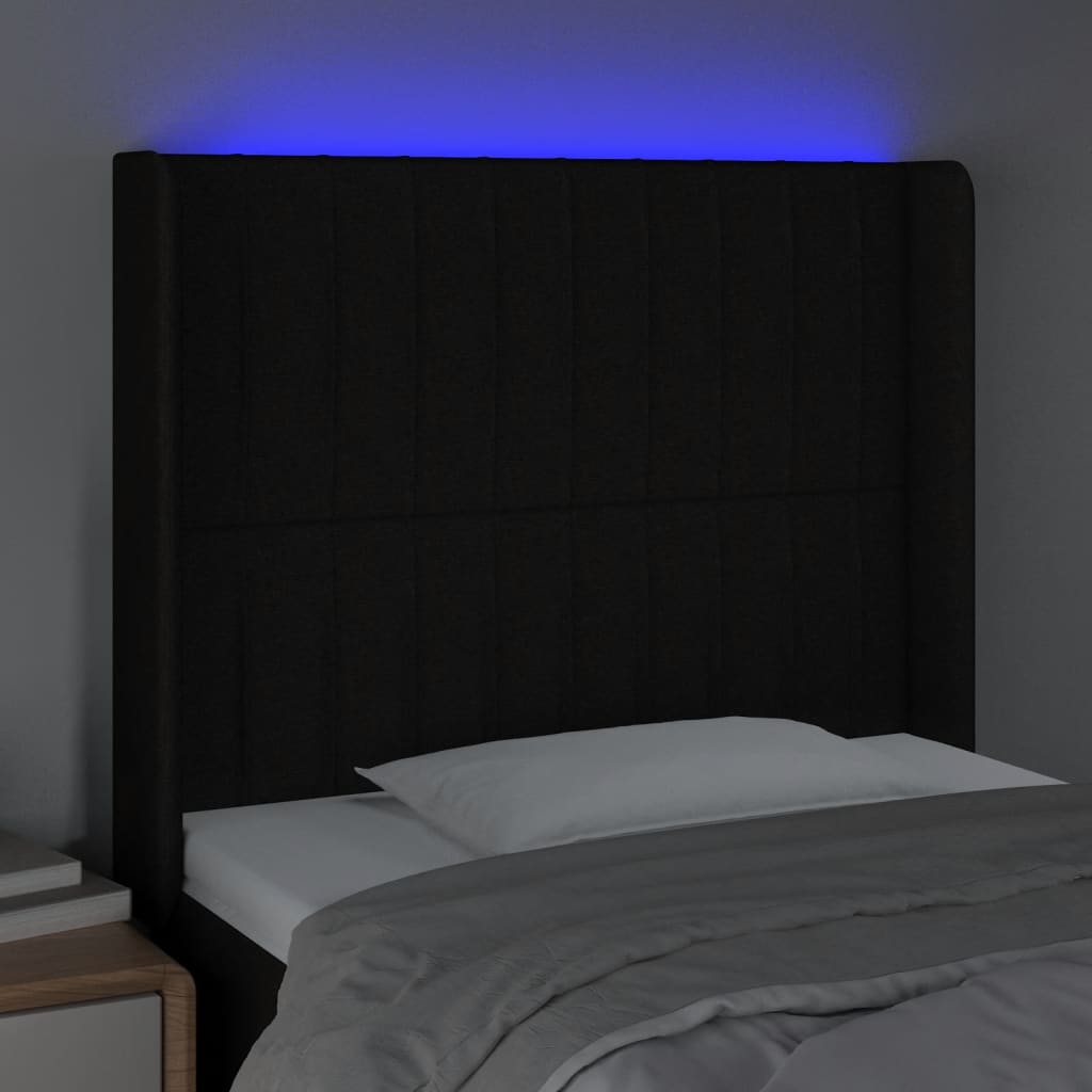 Hoofdbord LED 103x16x118/128 cm stof zwart