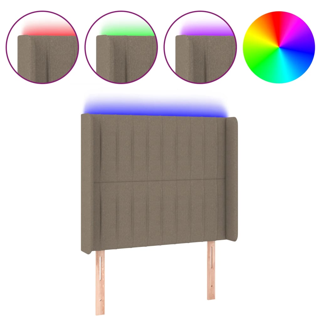 Hoofdbord LED 103x16x118/128 cm stof taupe