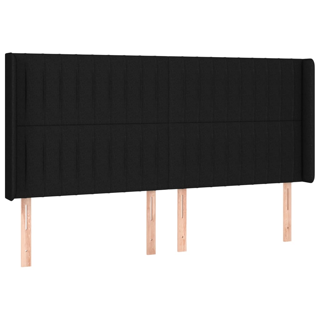 Hoofdbord LED 203x16x118/128 cm stof zwart