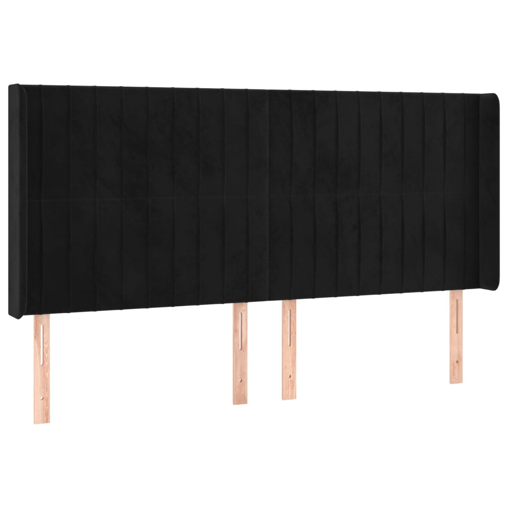 Hoofdbord LED 203x16x118/128 cm fluweel zwart