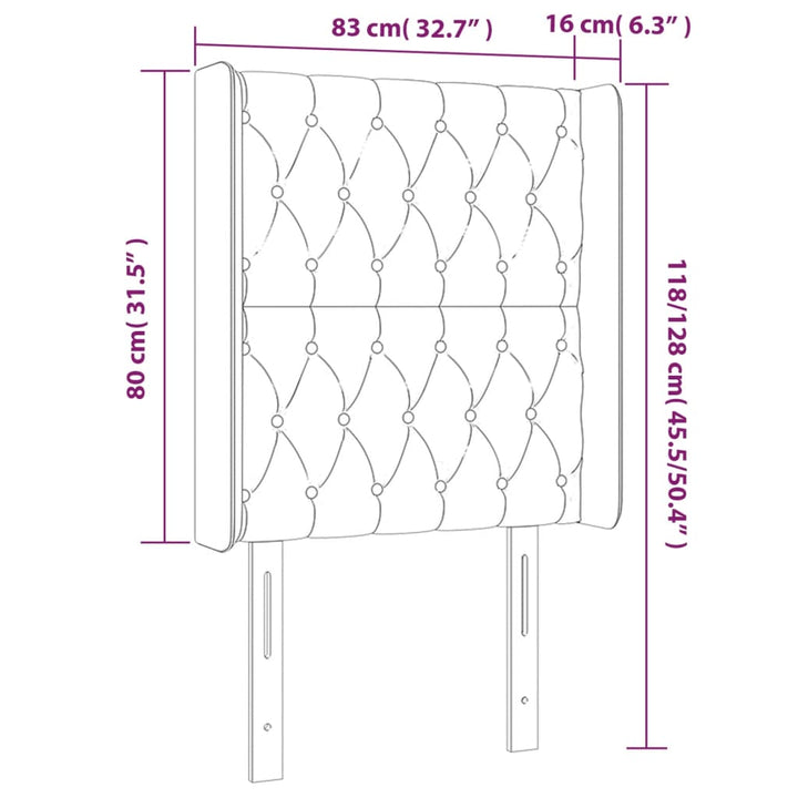 Hoofdbord LED 83x16x118/128 cm stof lichtgrijs