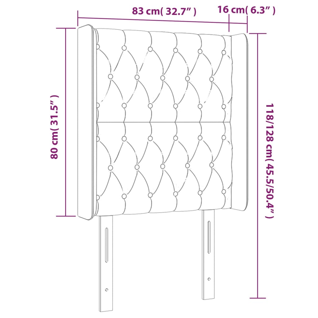 Hoofdbord LED 83x16x118/128 cm stof donkergrijs