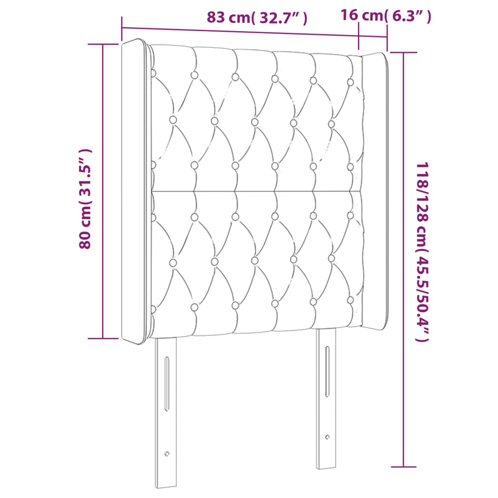 Hoofdbord LED 83x16x118/128 cm stof donkerbruin