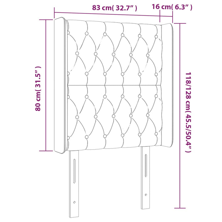 Hoofdbord LED 83x16x118/128 cm stof donkerbruin