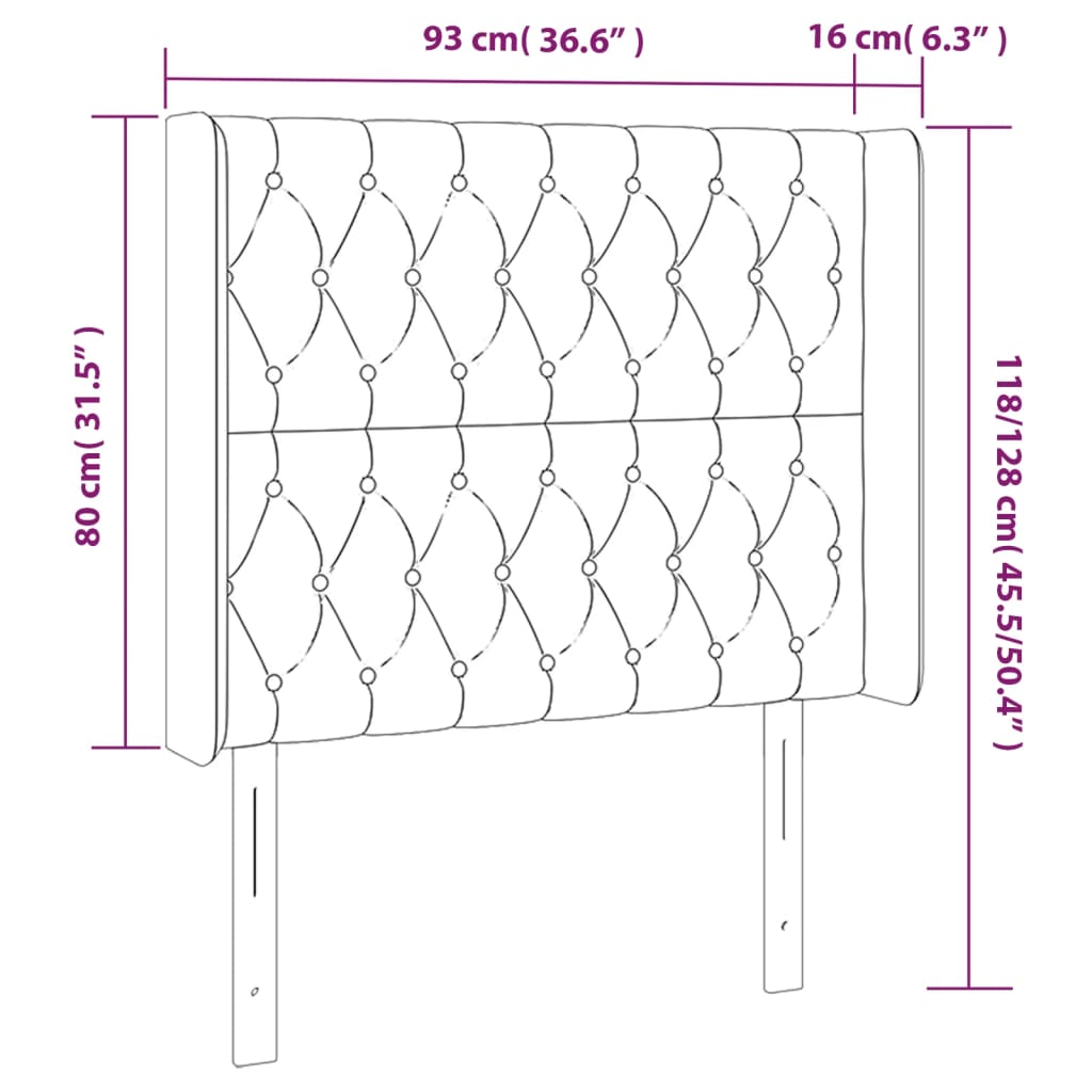 Hoofdbord LED 93x16x118/128 cm stof lichtgrijs