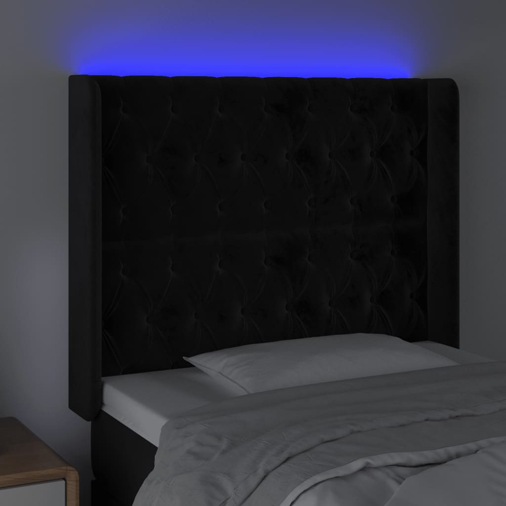 Hoofdbord LED 103x16x118/128 cm fluweel zwart