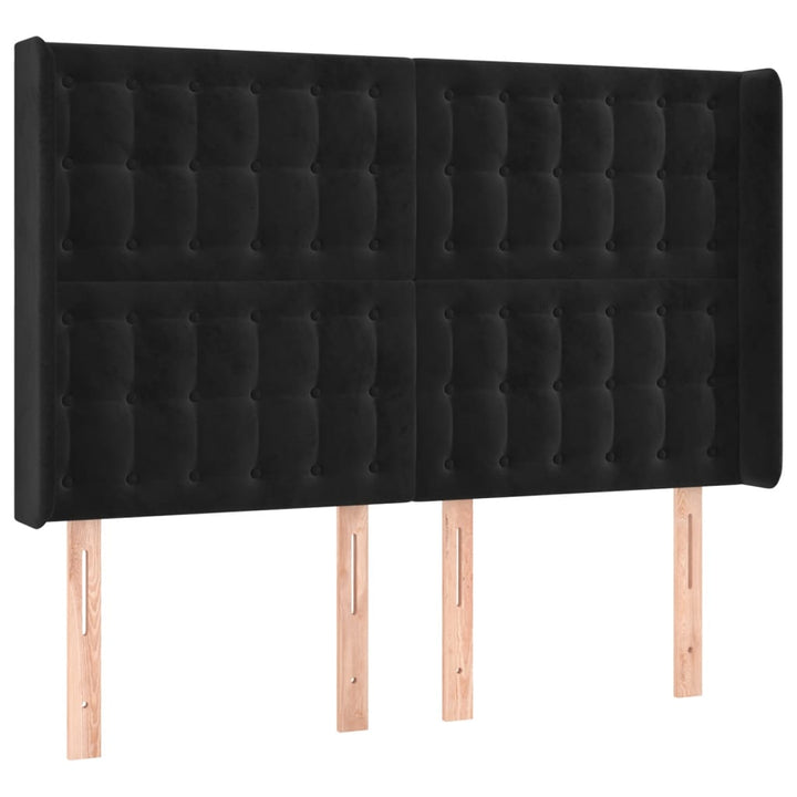 Hoofdbord LED 147x16x118/128 cm fluweel zwart