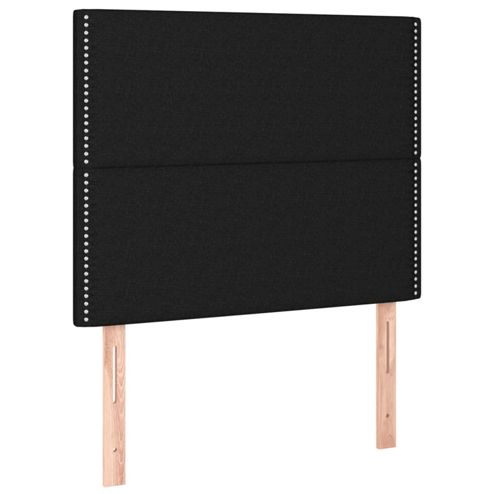 Bedframe met hoofdbord stof zwart 80x200 cm