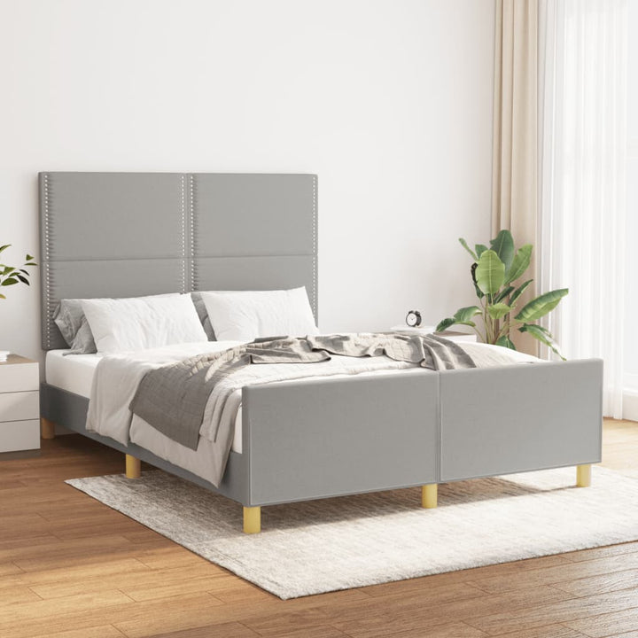 Bedframe met hoofdeinde stof lichtgrijs 140x200 cm