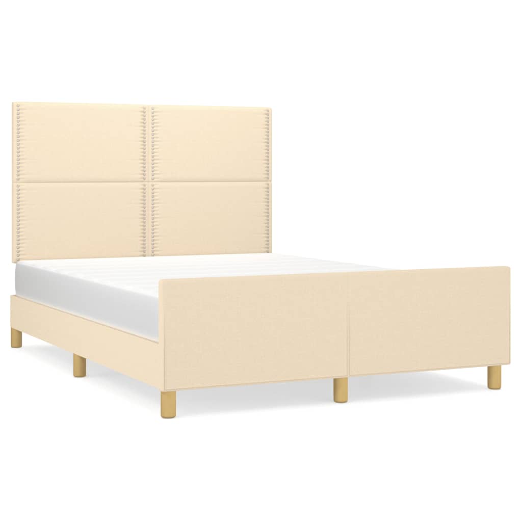 Bedframe met hoofdeinde stof crèmekleurig 140x200 cm