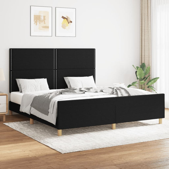 Bedframe met hoofdeinde stof zwart 160x200 cm